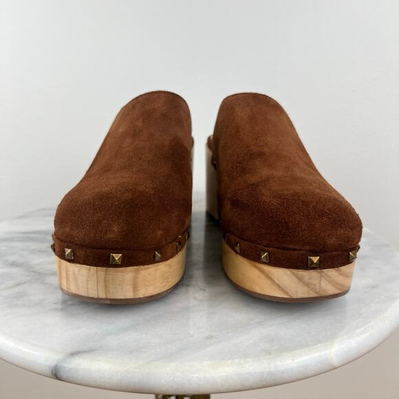 Steve Madden Studded Brown Suede Wood Block Heel Brooklyn Platform Clog (Sz 9.5) - Picture 4 of 12